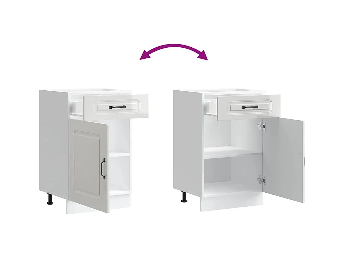 Armoire de cuisine Kalmar blanc brillant bois ingénierie