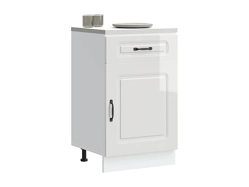 Armoire de cuisine Kalmar blanc brillant bois ingénierie