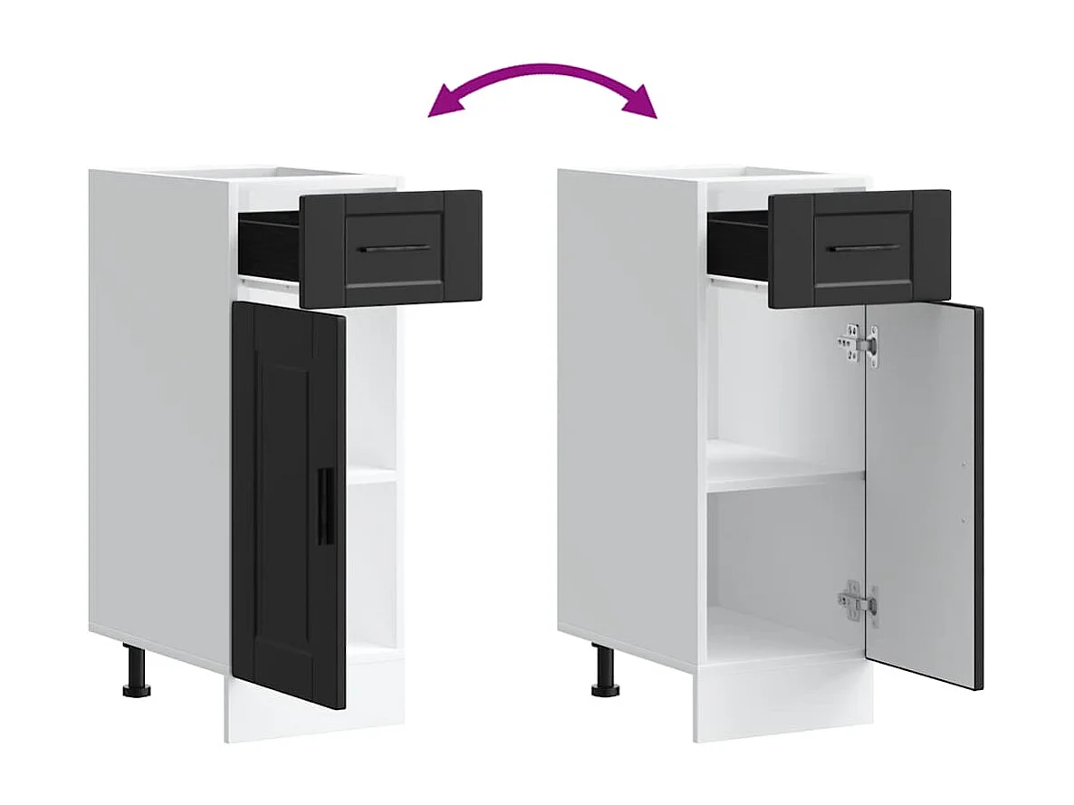 Armoire de cuisine Porto noir bois d'ingénierie