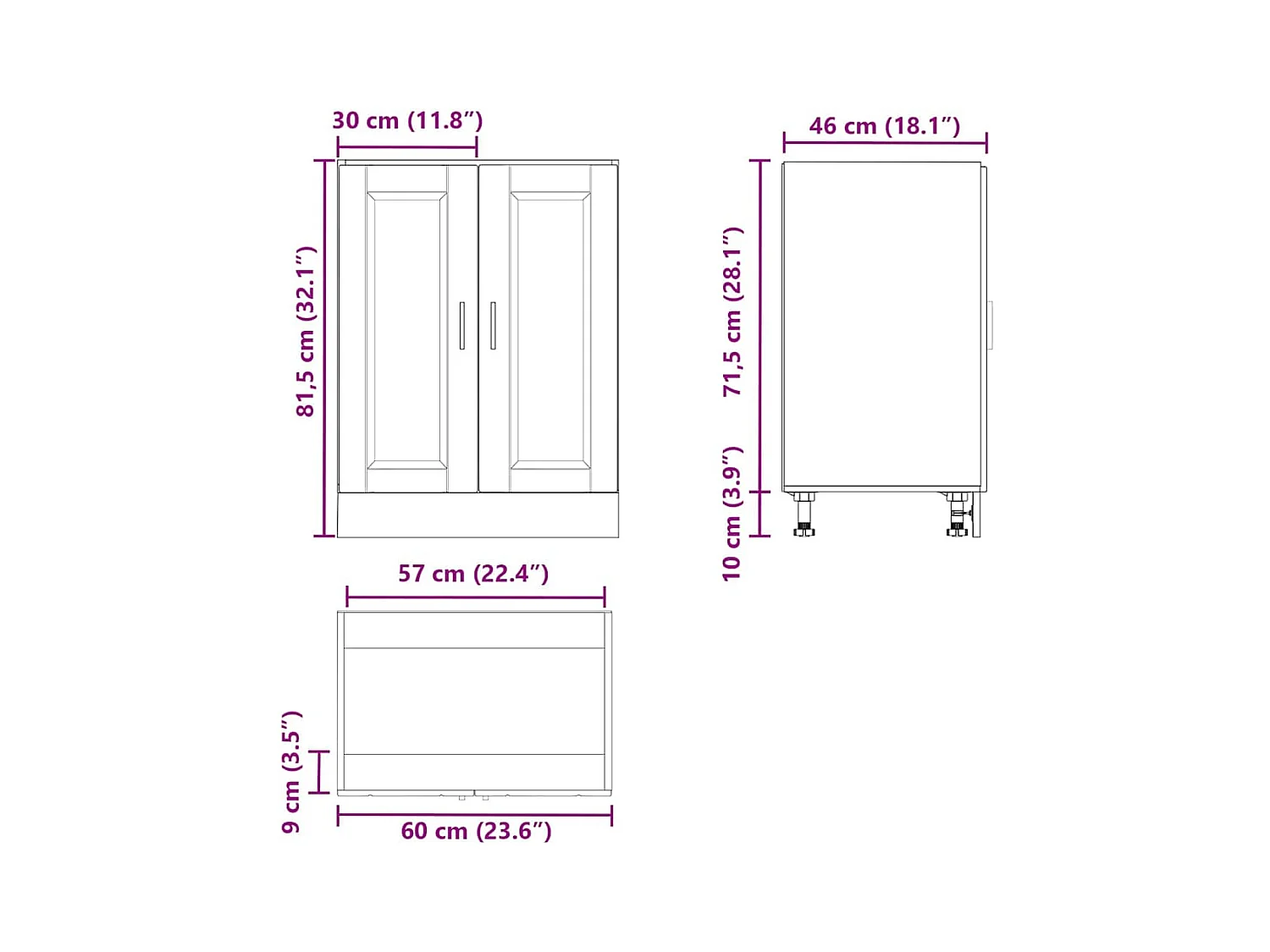 Armoire de cuisine Porto blanc brillant bois ingénierie