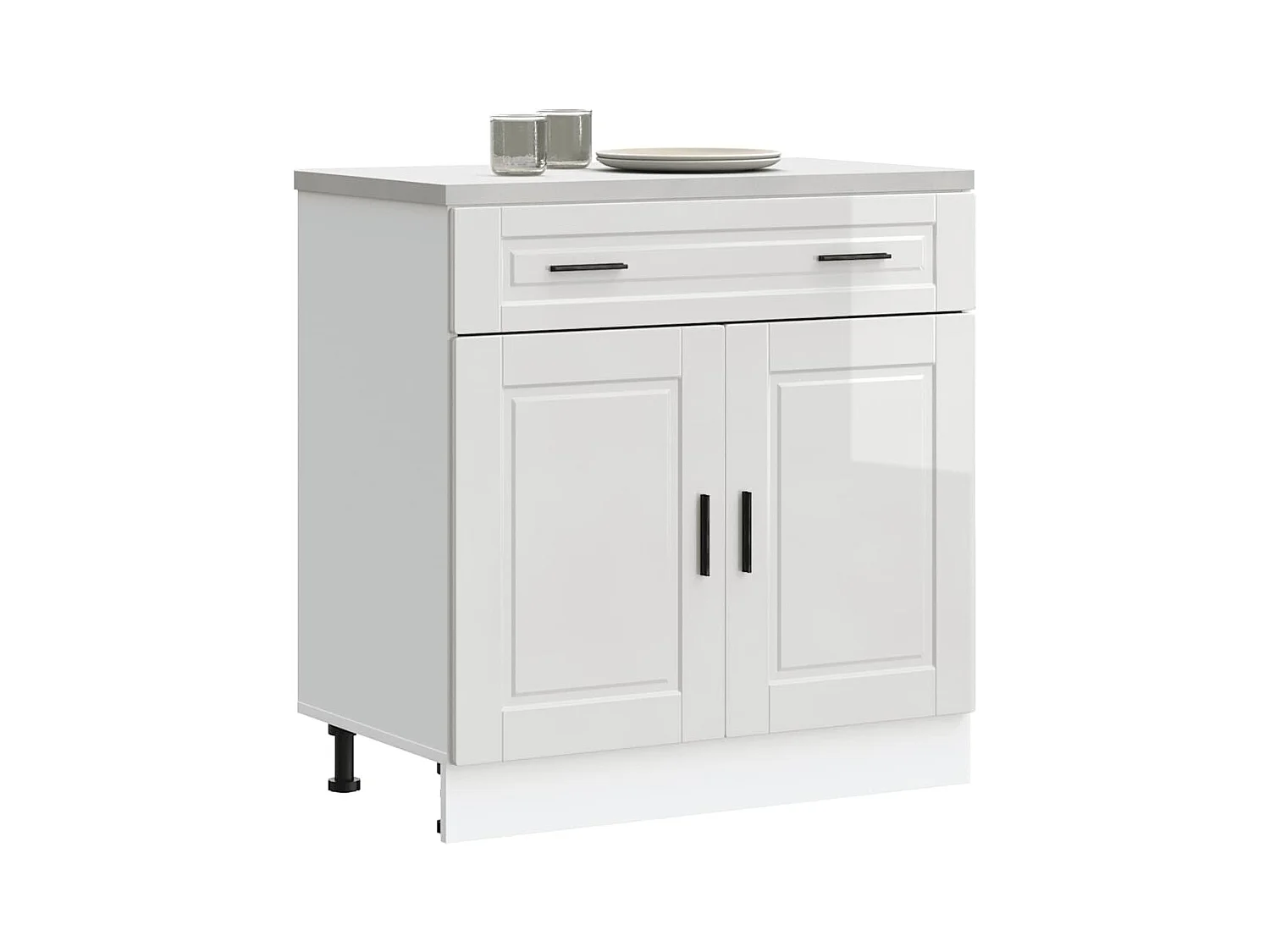 Armoire de cuisine Porto blanc brillant bois ingénierie