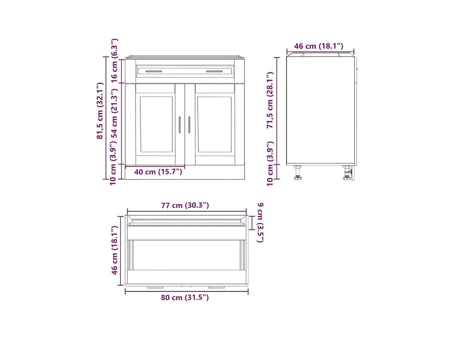Armoire de cuisine Porto blanc brillant bois ingénierie
