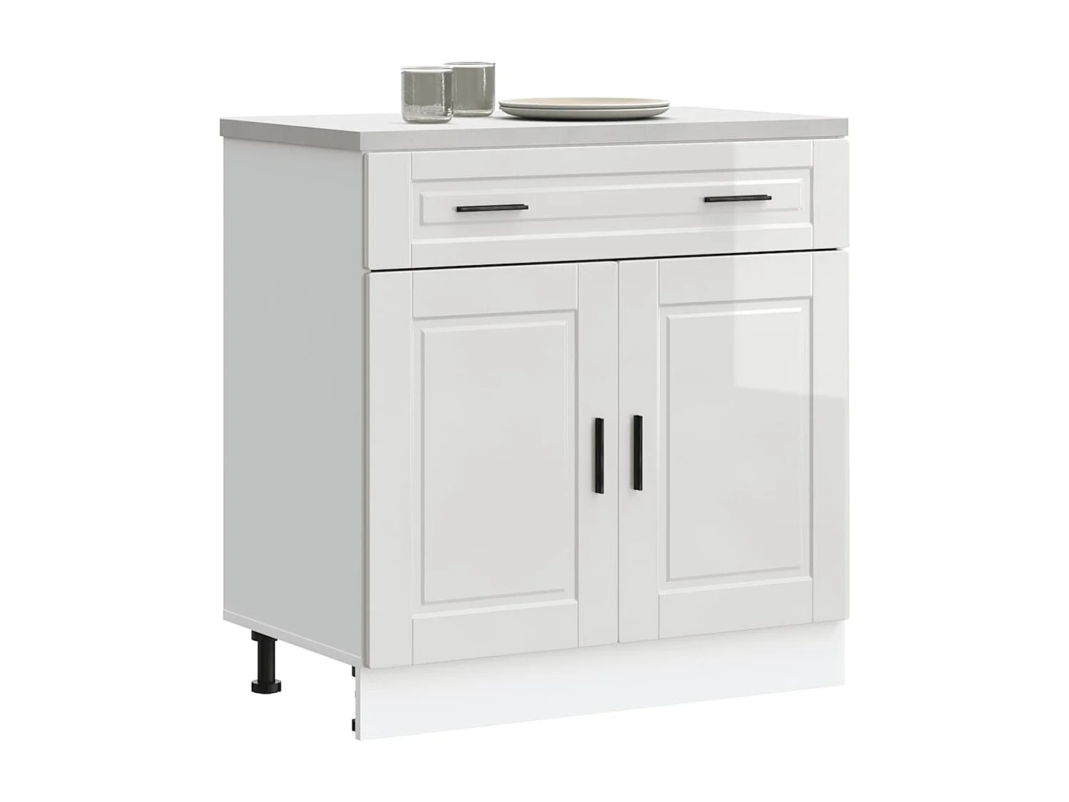 Armoire de cuisine Porto blanc brillant bois ingénierie