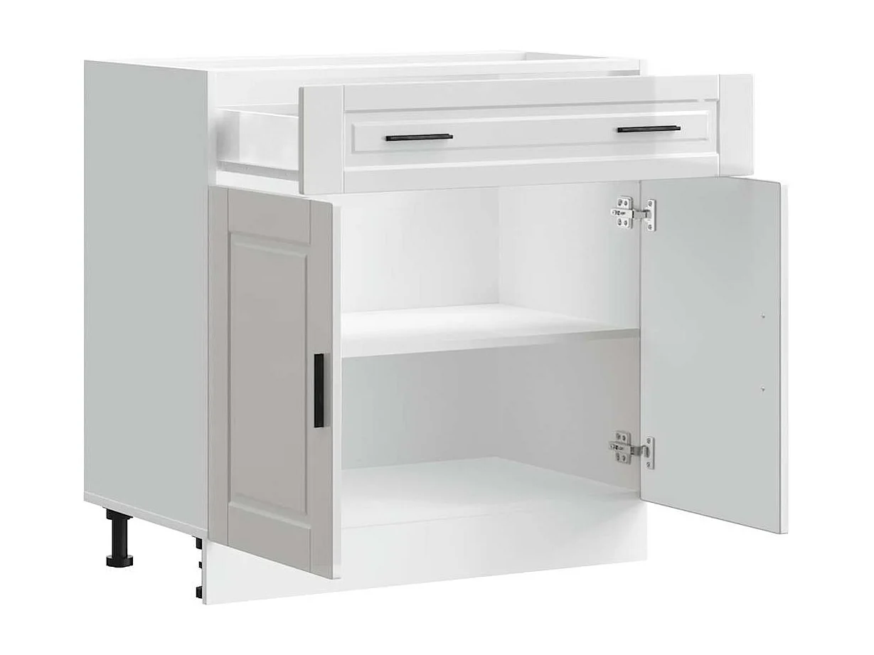 Armoire de cuisine Porto blanc brillant bois ingénierie