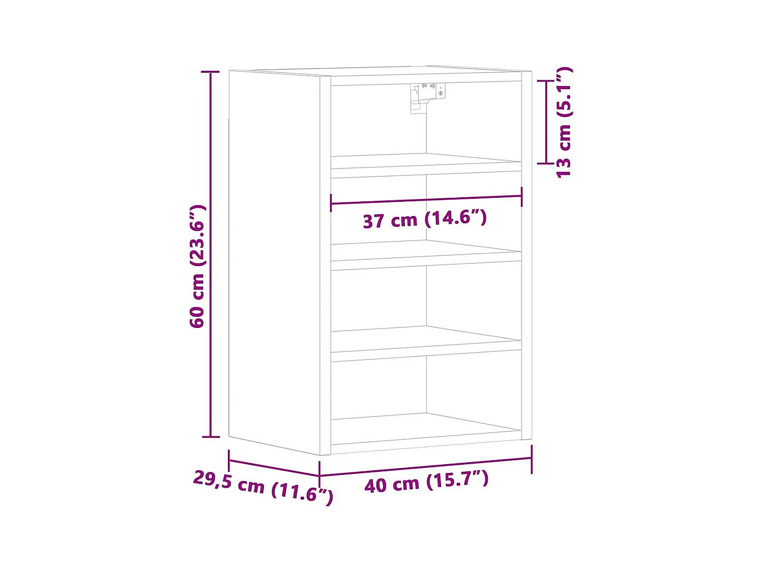 Armoire suspendue "Riga" Chêne fumé 40 x 29,5 x 60 cm Bois d'ingénierie