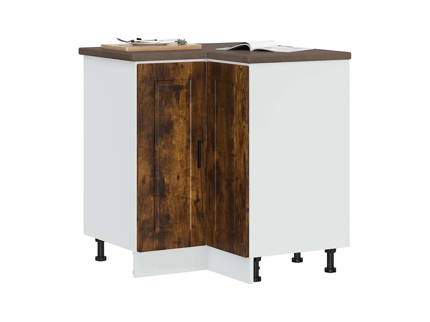 Armoire d'angle de cuisine Porto chêne fumé bois d'ingénierie