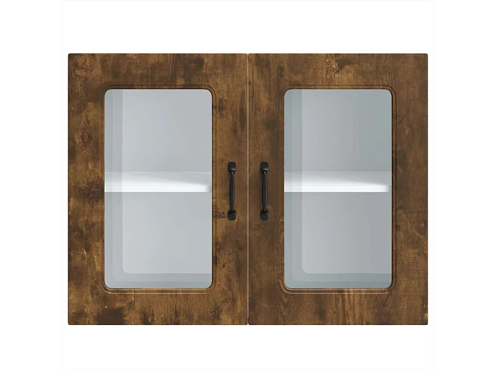 Armoire murale de cuisine avec porte vitrée "Kalmar" Chêne fumé Bois d'ingénierie