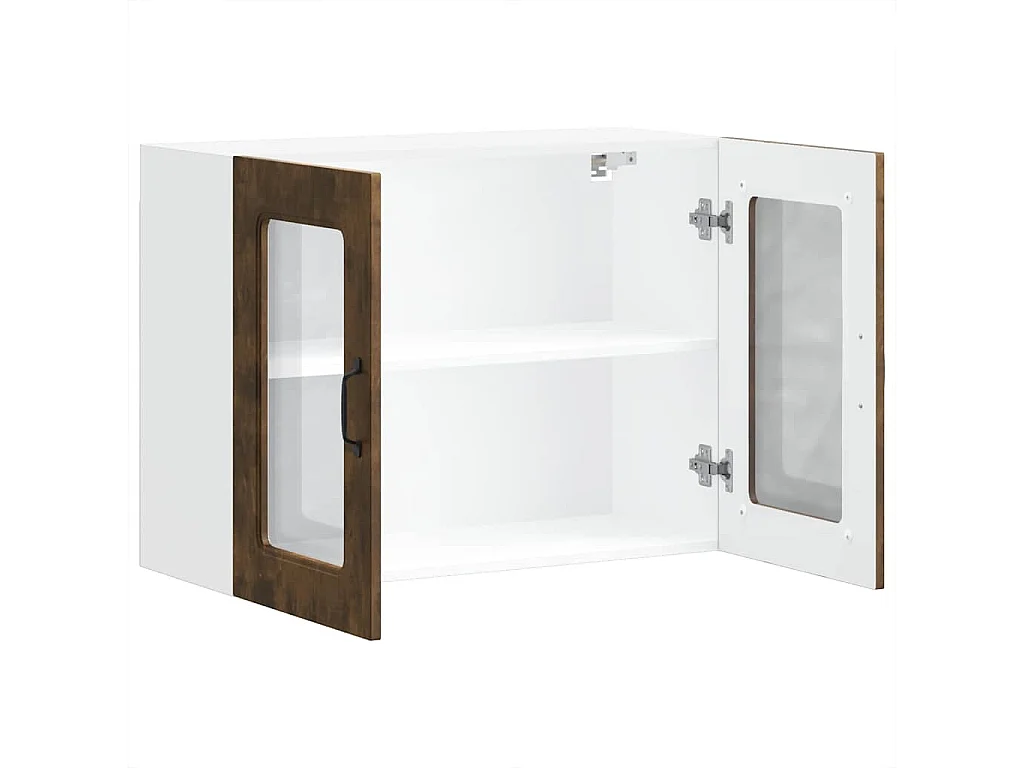 Armoire murale de cuisine avec porte vitrée "Kalmar" Chêne fumé Bois d'ingénierie