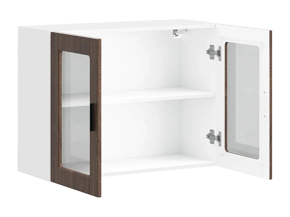 Armoire murale de cuisine et porte en verre Porto chêne marron