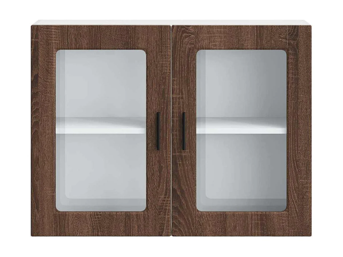 Armoire murale de cuisine et porte en verre Porto chêne marron