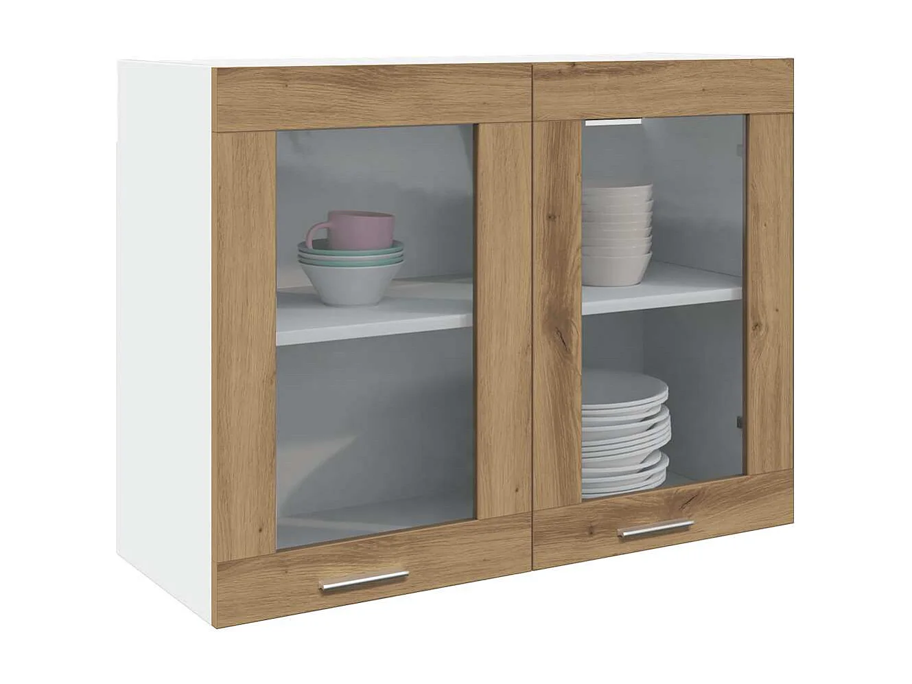 Vitrine suspendue "Lyon" Chêne artisanal 80 x 31 x 60 cm Bois d'ingénierie