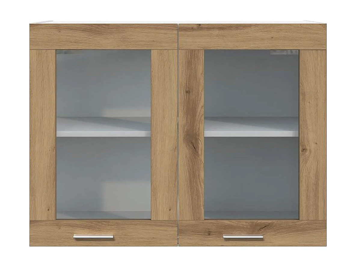 Vitrine suspendue "Lyon" Chêne artisanal 80 x 31 x 60 cm Bois d'ingénierie