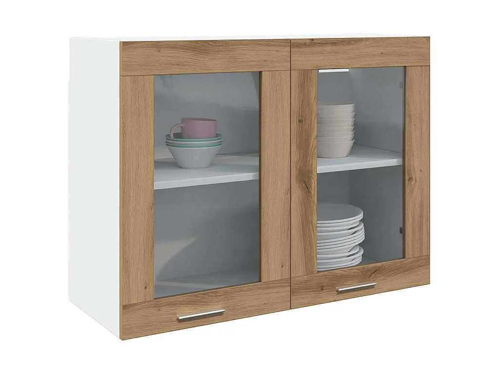Vitrine suspendue "Lyon" Chêne artisanal 80 x 31 x 60 cm Bois d'ingénierie