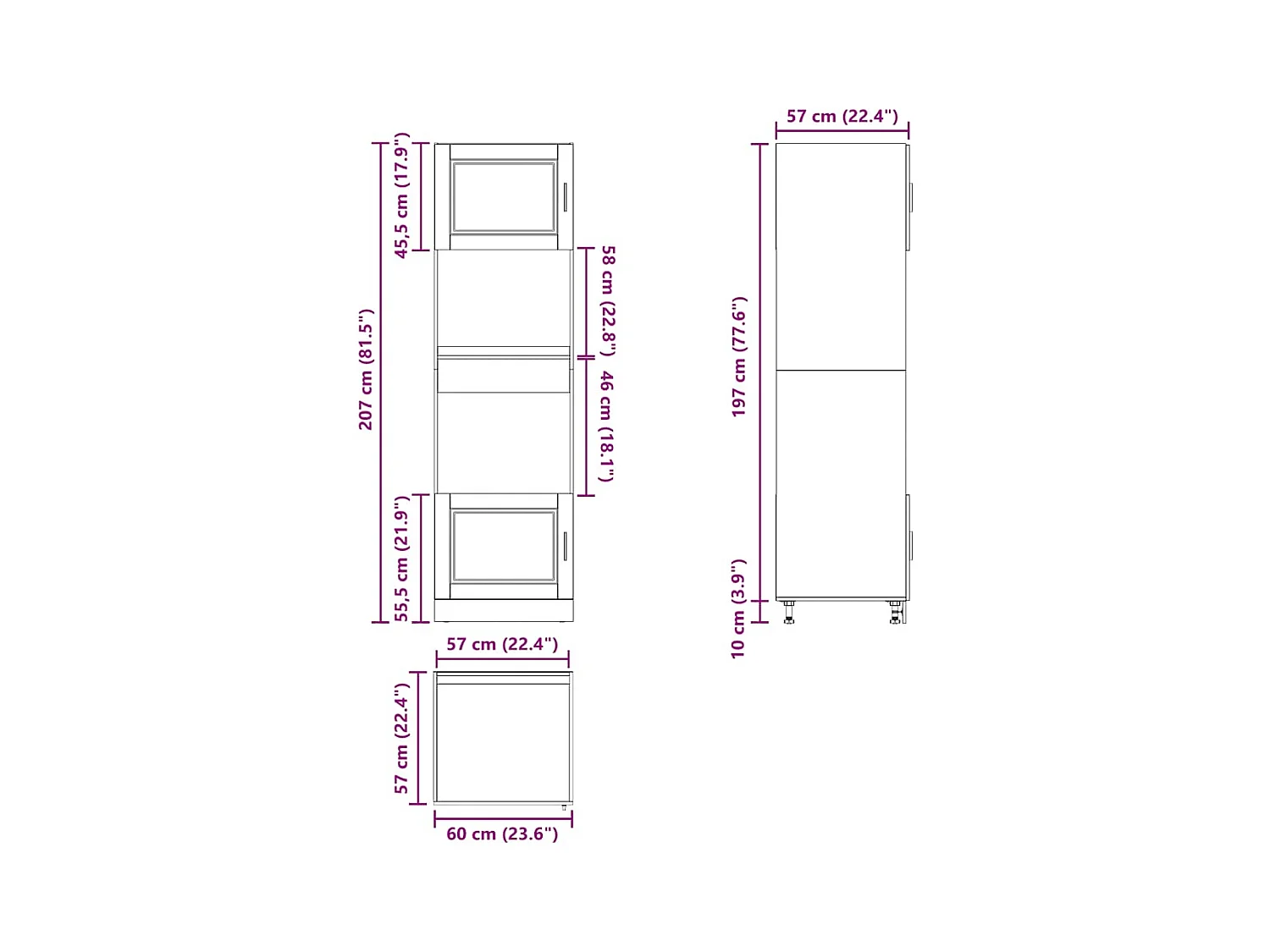 Armoires de four 2 pcs Porto gris béton bois d'ingénierie