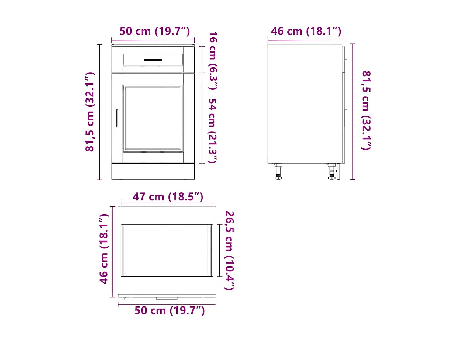 Armoire de cuisine Porto gris béton bois d'ingénierie