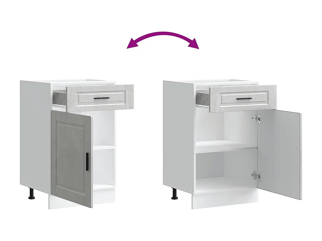 Armoire de cuisine Porto gris béton bois d'ingénierie