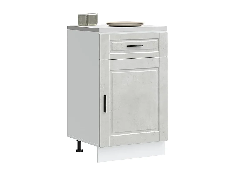 Armoire de cuisine Porto gris béton bois d'ingénierie