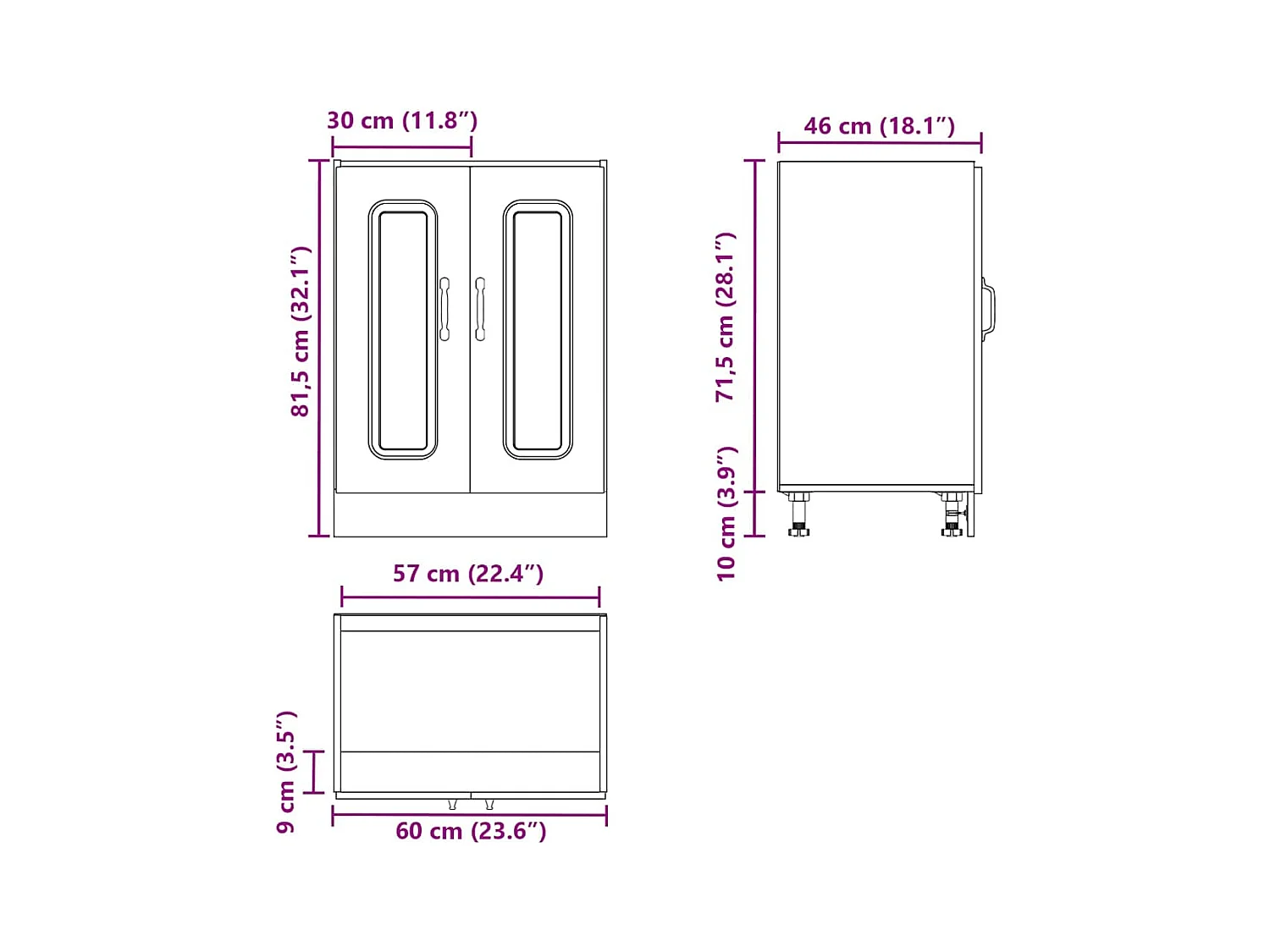Spoelbakonderkast Kalmar 60x46x81,5cm bewerkt hout sonoma eiken