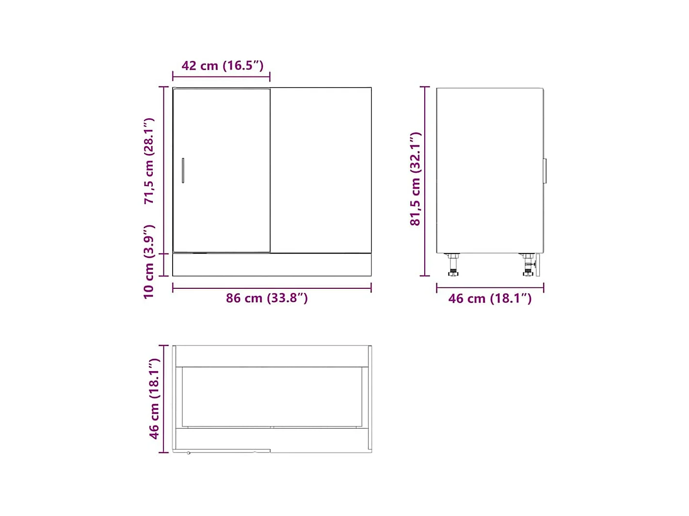 Meuble sous évier "Lyon" Bois d'ingénierie noir