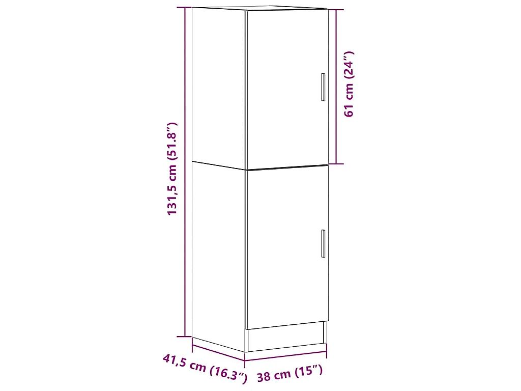 Armoire de cuisine noir 38x41,5x131,5 cm bois d'ingénierie