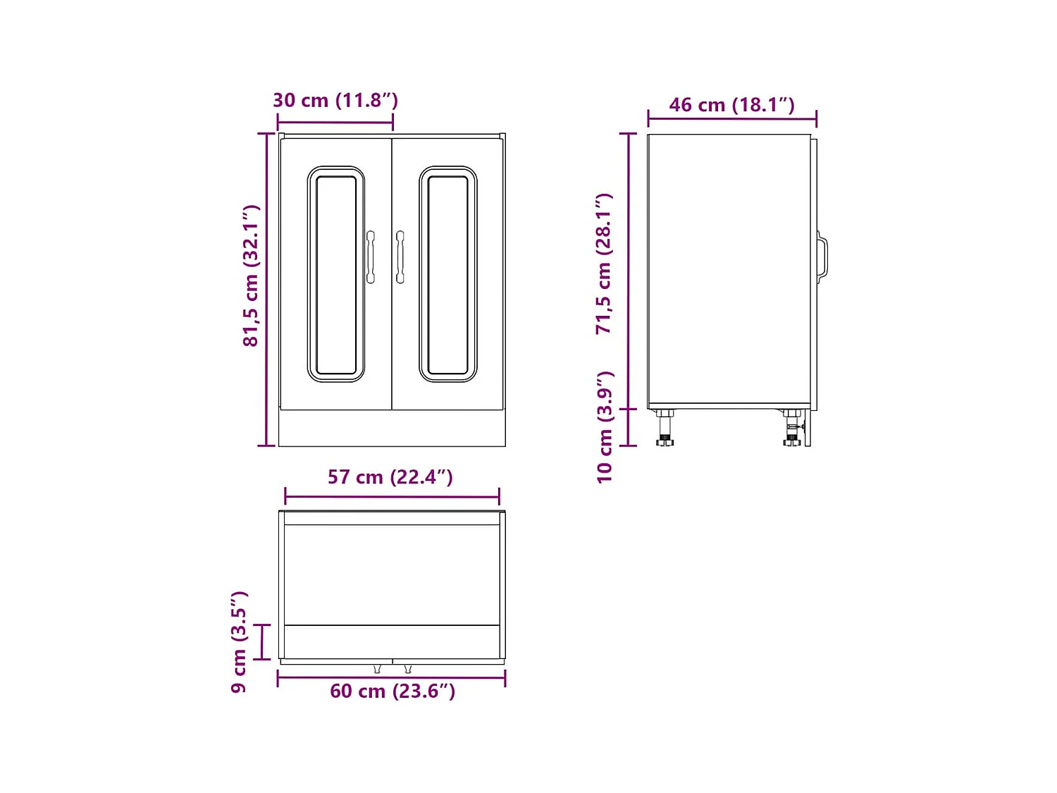 Mobile base lavello Kalmar Rovere Artigianale 60x46x81,5 cm