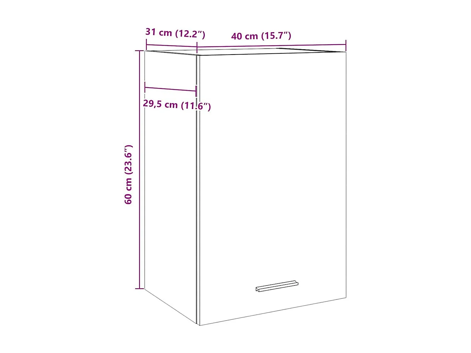 Armoire suspendue "Lyon" Chêne artisanal 40 x 31 x 60 cm Bois d'ingénierie