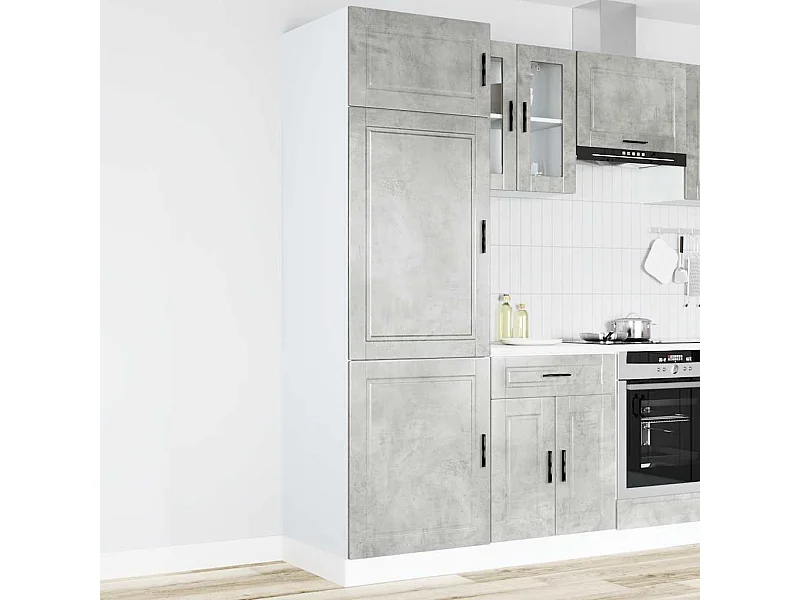 Armoire de cuisine Porto gris béton bois d'ingénierie