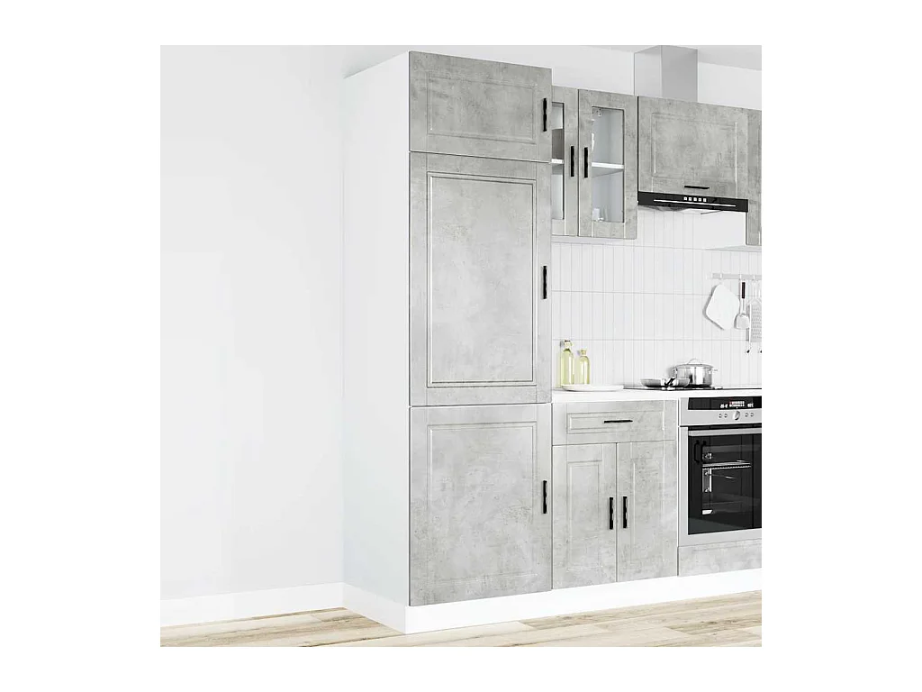 Armoire de cuisine Porto gris béton bois d'ingénierie