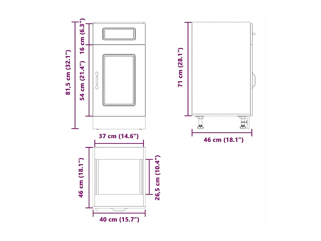 Armoire de cuisine Kalmar noir bois d'ingénierie
