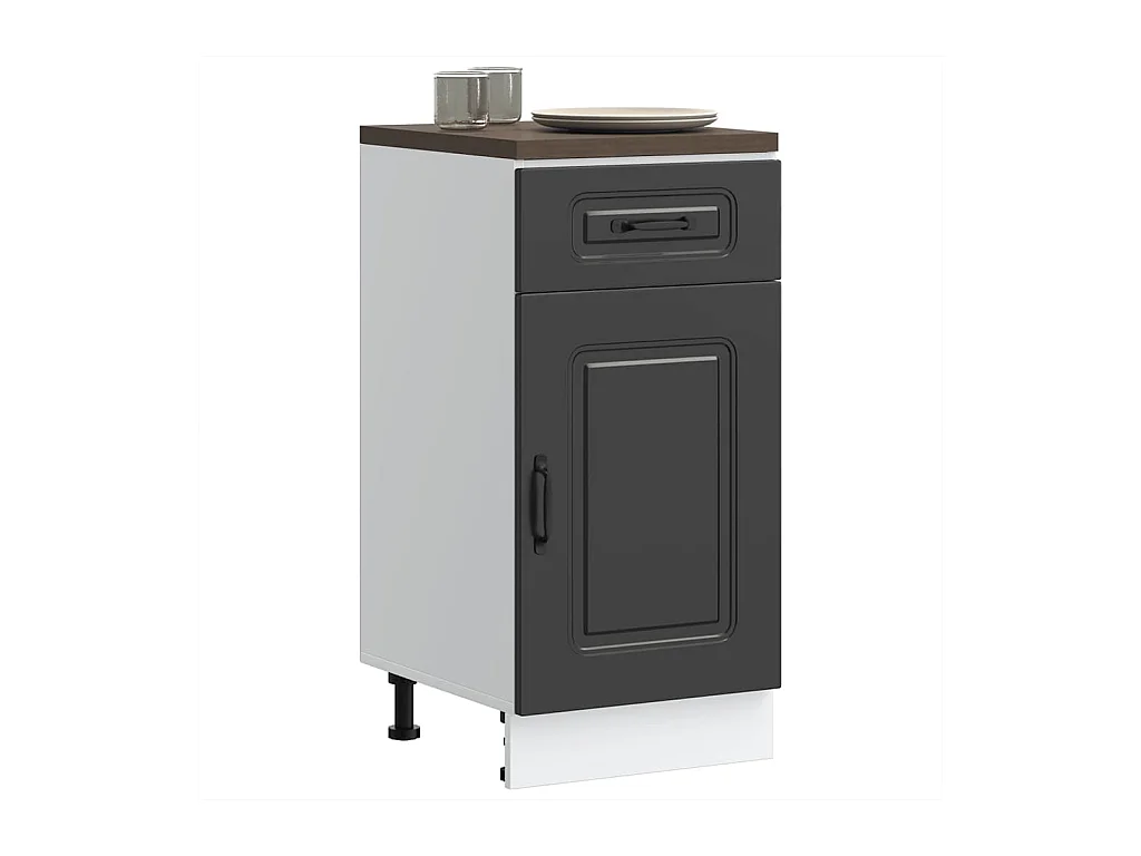 Armoire de cuisine Kalmar noir bois d'ingénierie