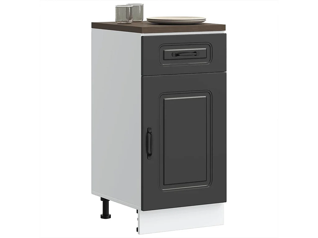 Armoire de cuisine Kalmar noir bois d'ingénierie