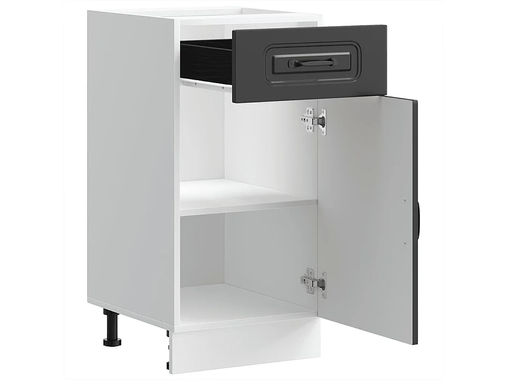 Armoire de cuisine Kalmar noir bois d'ingénierie