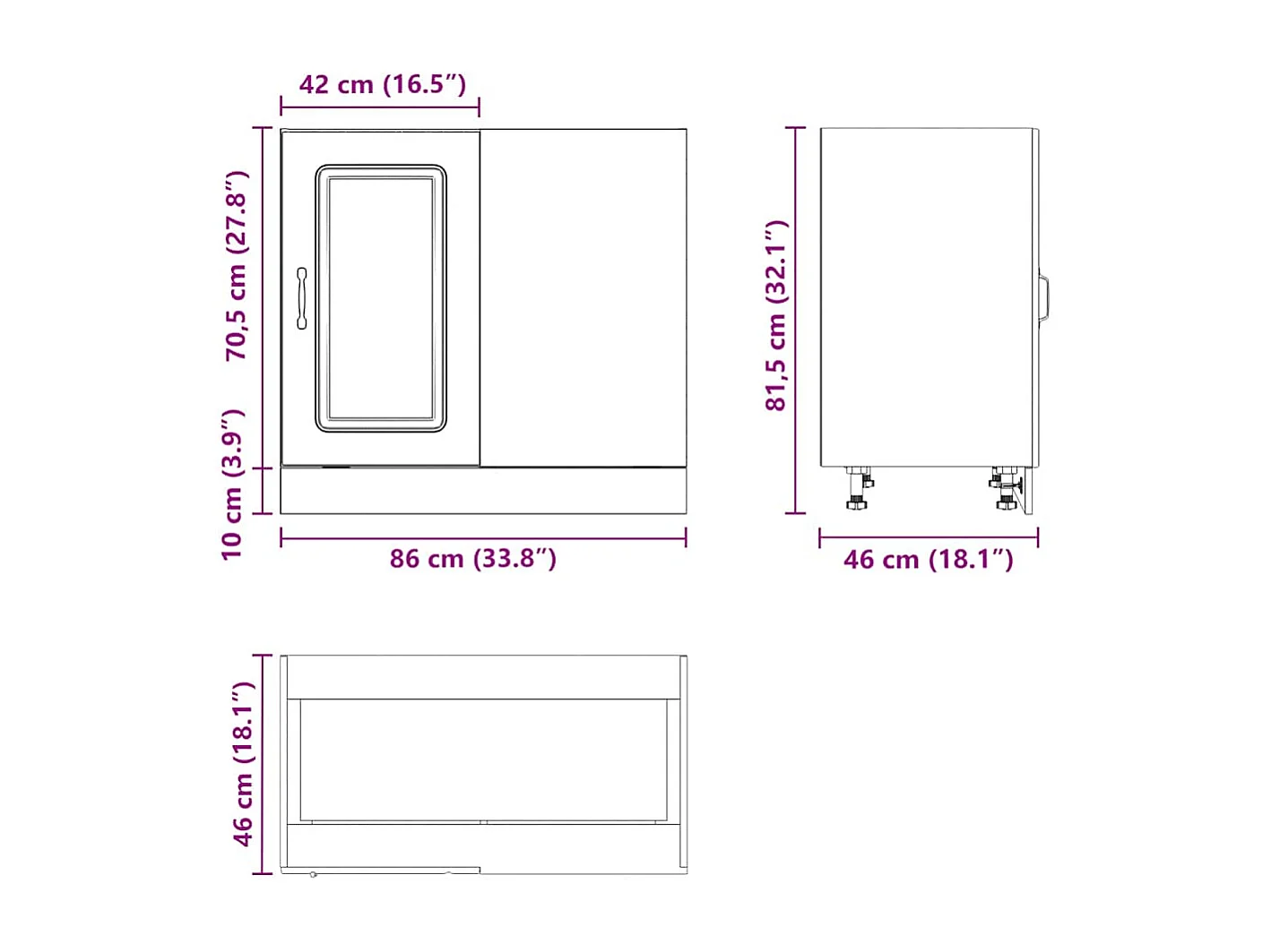 Küchenunterschrank Kalmar Grau Sonoma Holzwerkstoff