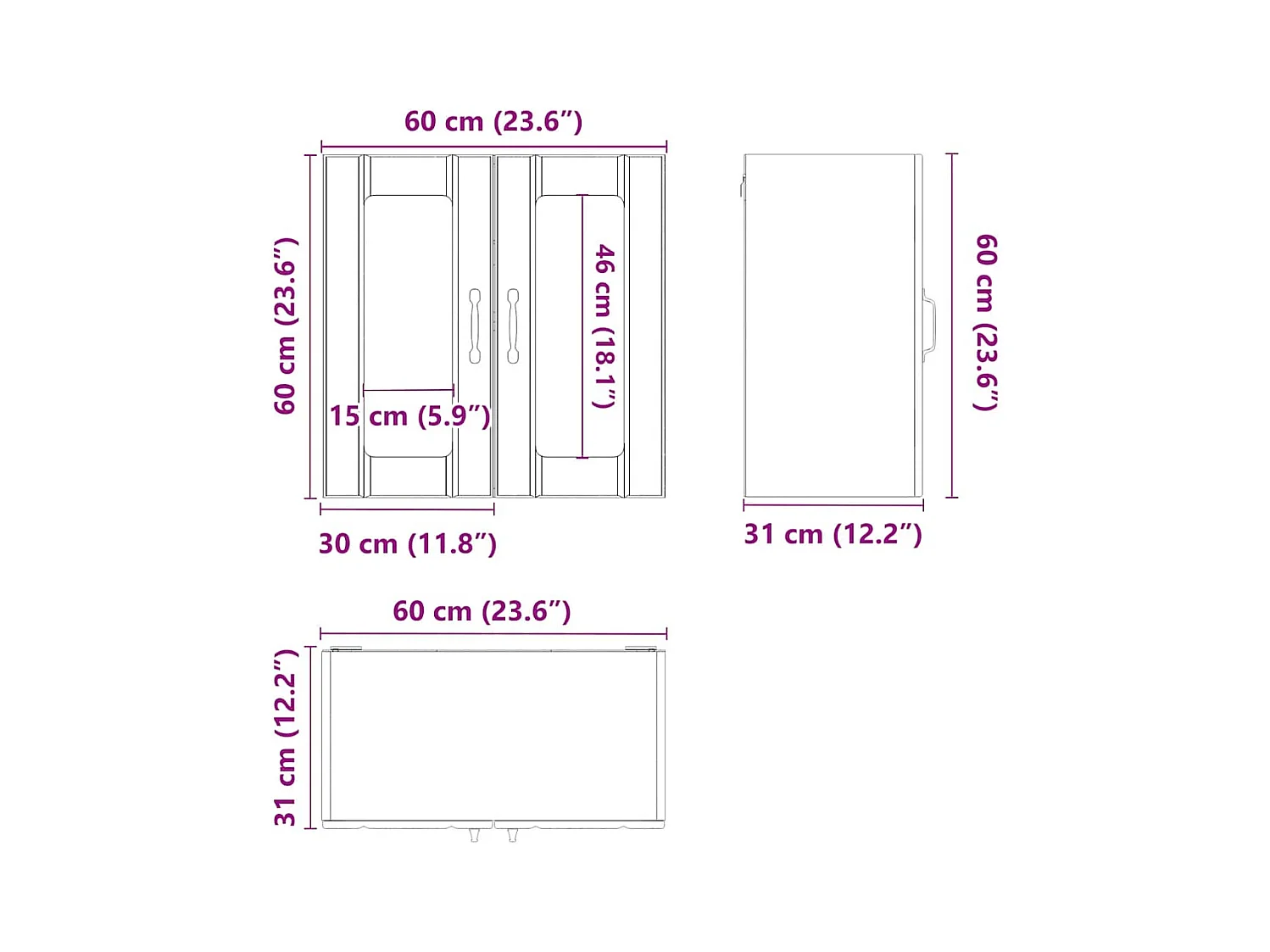 Küchen-Hängeschrank mit Glastür Lucca Räuchereiche Holzwerkstoff