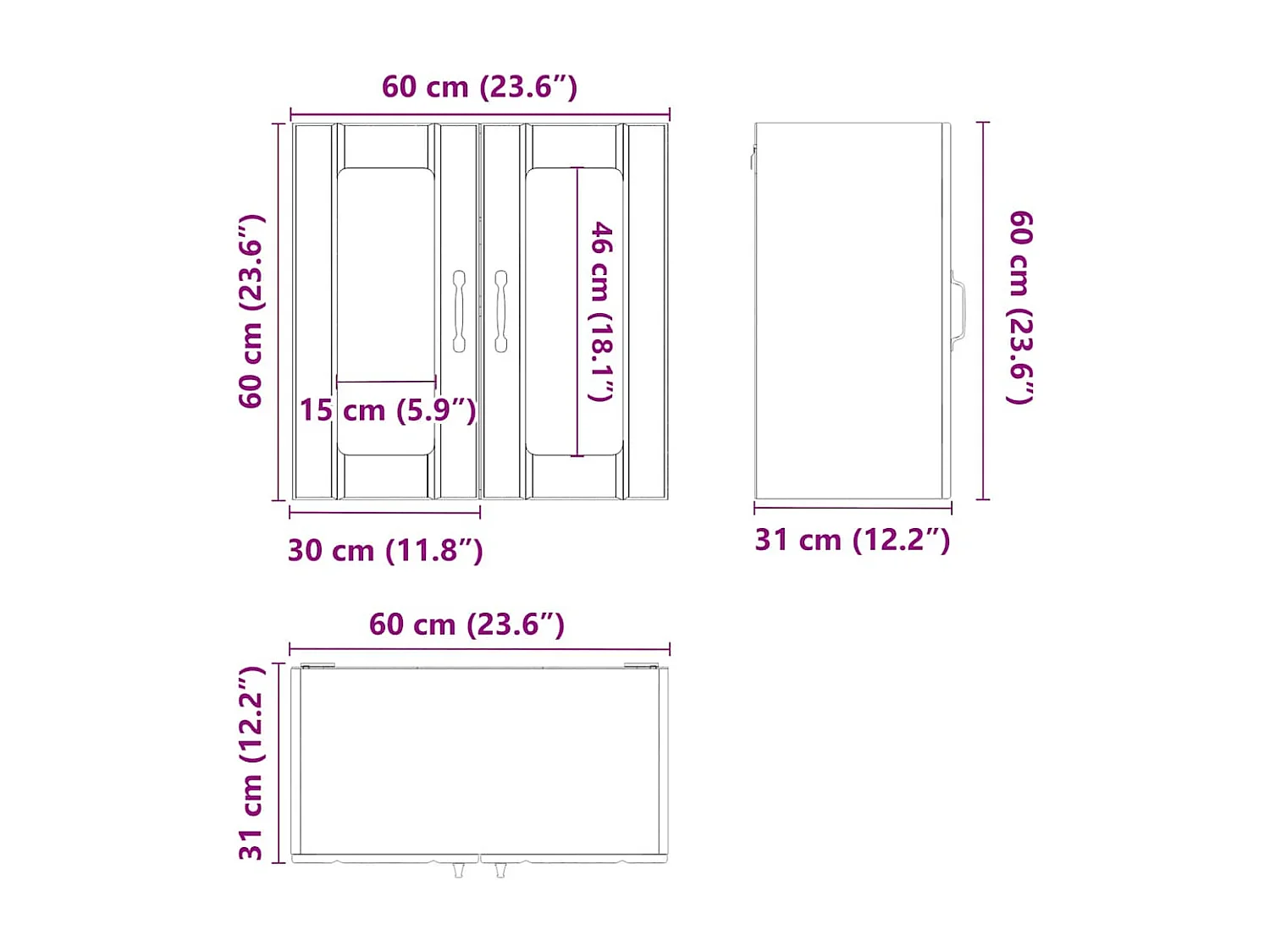 Küchen-Hängeschrank mit Glastür Lucca Räuchereiche Holzwerkstoff