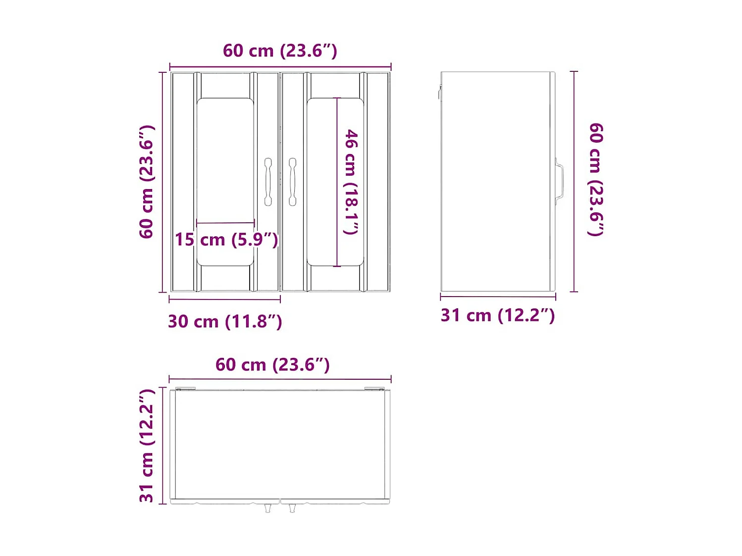 Armoire murale de cuisine avec porte vitrée "Lucca" Chêne fumé Bois d'ingénierie