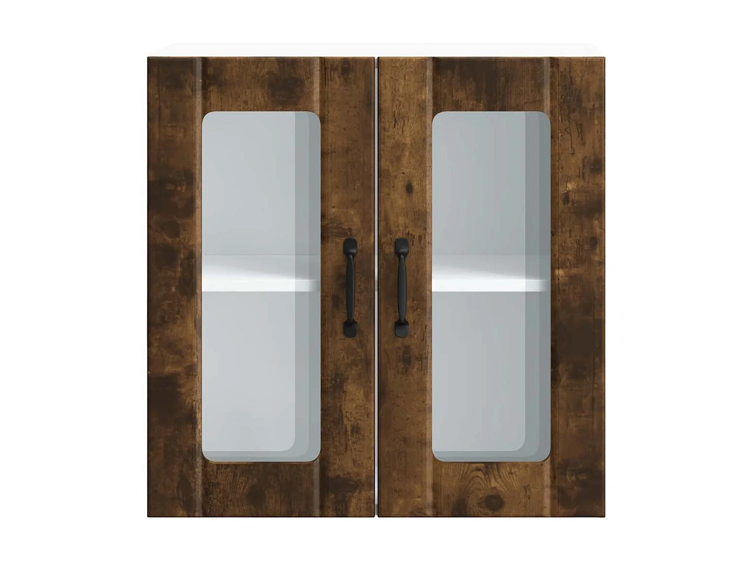 Armoire murale de cuisine avec porte vitrée "Lucca" Chêne fumé Bois d'ingénierie