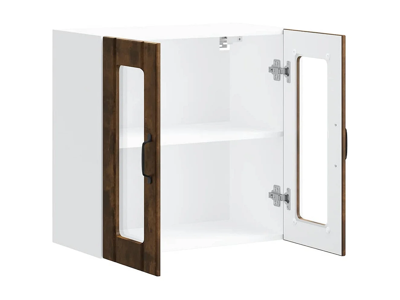 Armoire murale de cuisine avec porte vitrée "Lucca" Chêne fumé Bois d'ingénierie