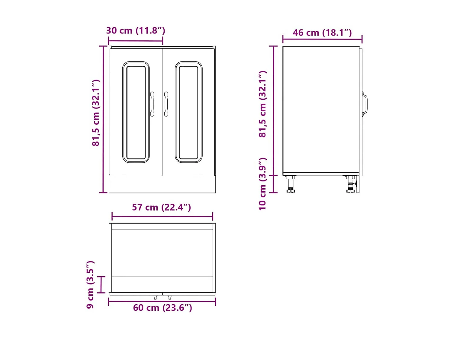 Spülenunterschrank Kalmar Braun Eichen-Optik 60x46x81,5 cm