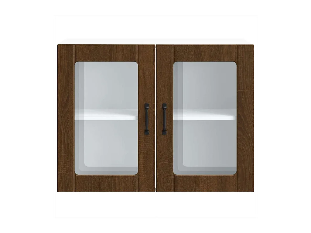 Armoire murale de cuisine et porte en verre Lucca chêne marron