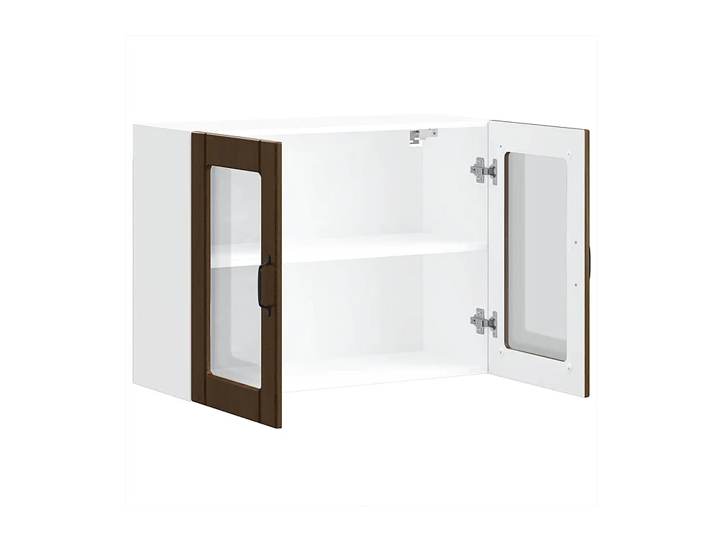 Armoire murale de cuisine et porte en verre Lucca chêne marron