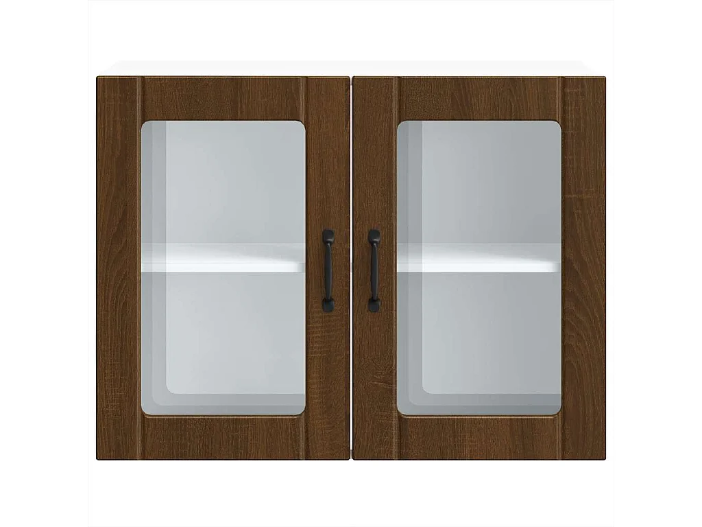 Armoire murale de cuisine et porte en verre Lucca chêne marron