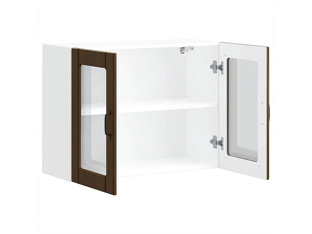 Armoire murale de cuisine et porte en verre Lucca chêne marron