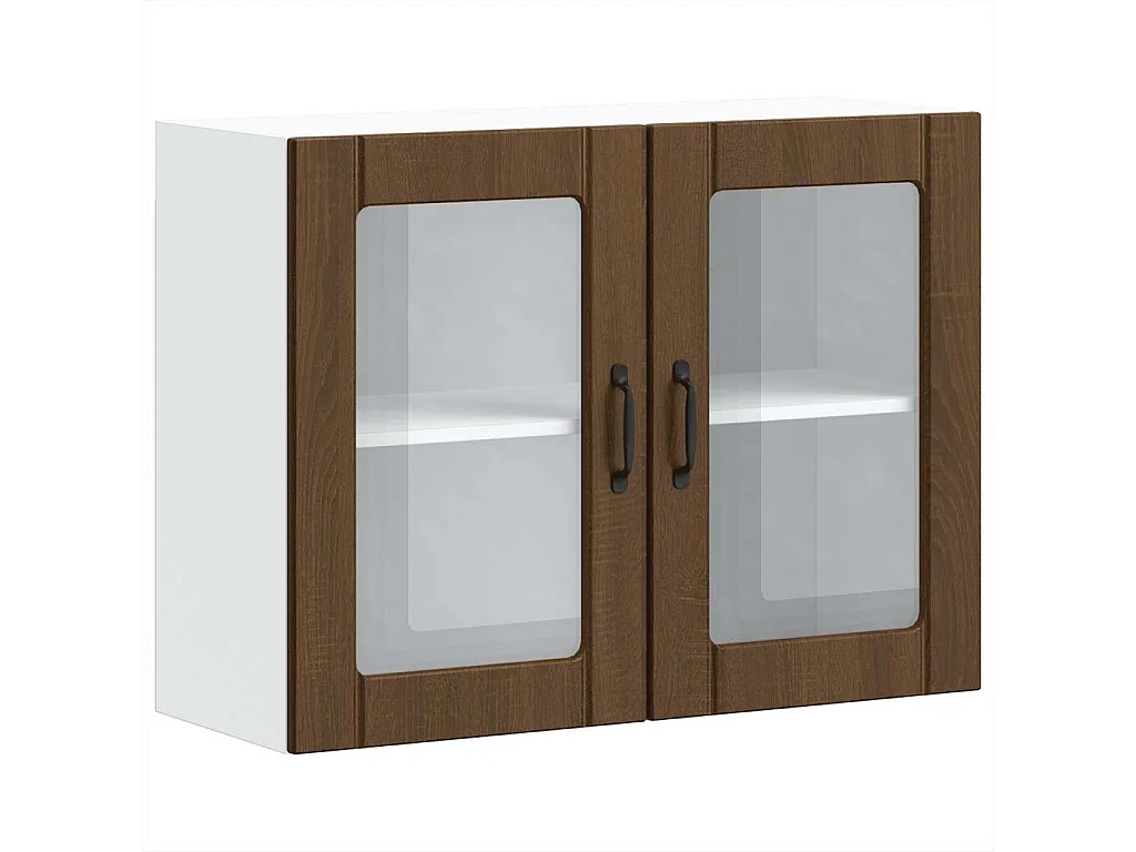 Armário de parede cozinha porta vidro Lucca carvalho castanho