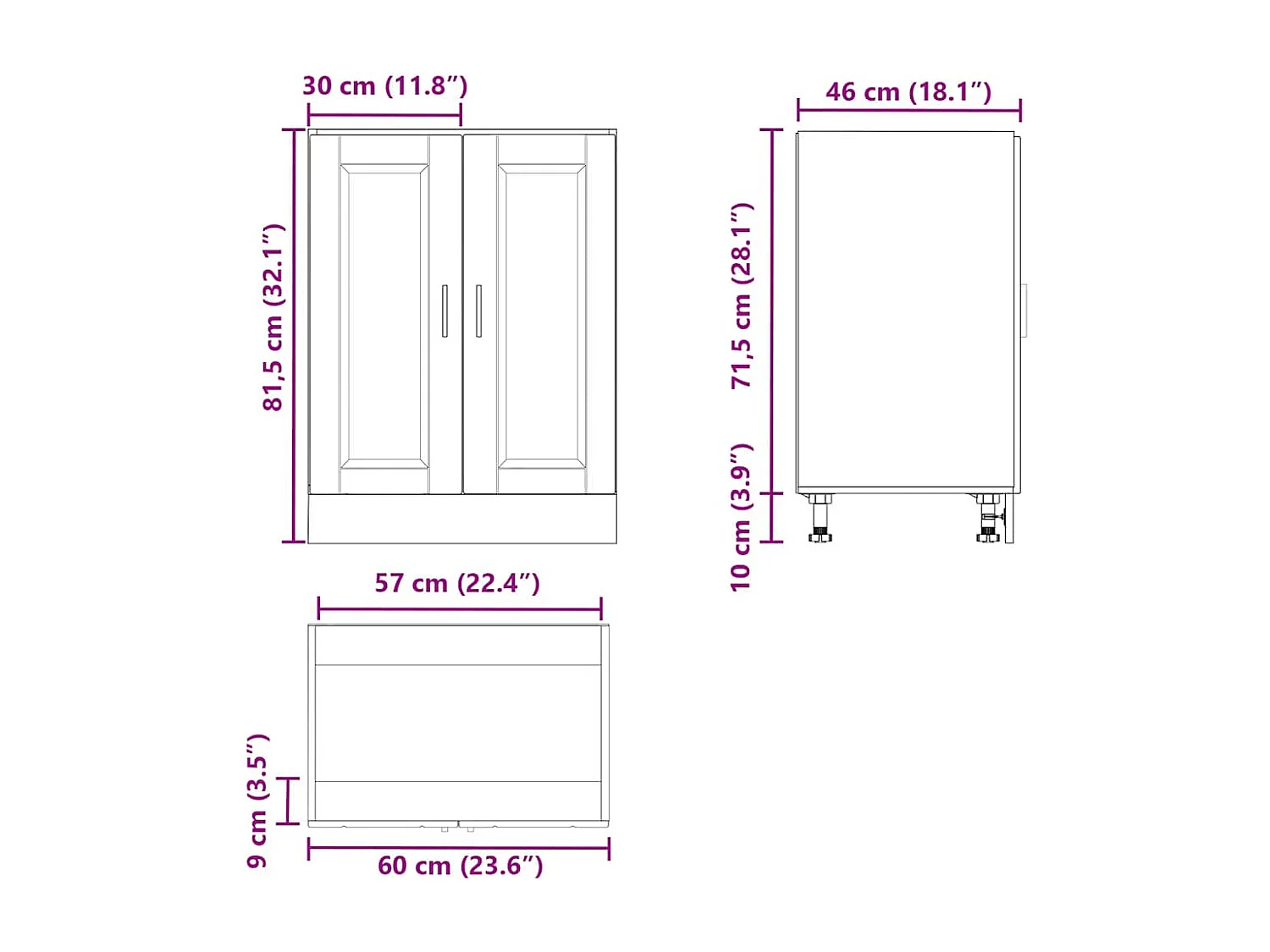 Armoire de cuisine Porto gris béton bois d'ingénierie