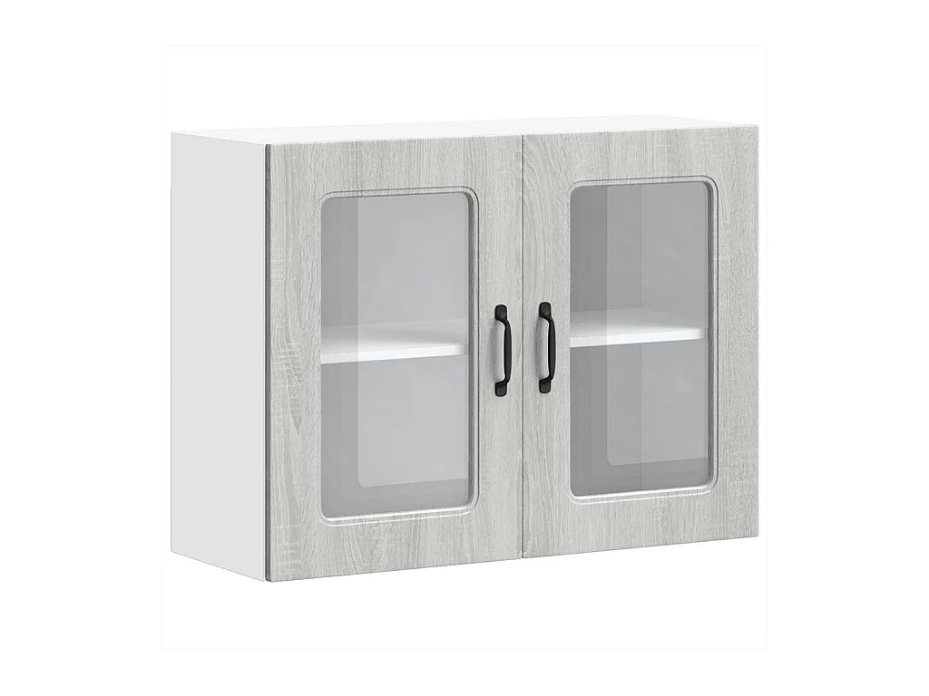 Armoire murale de cuisine avec porte vitrée "Kalmar" Bois d'ingénierie gris Sonoma