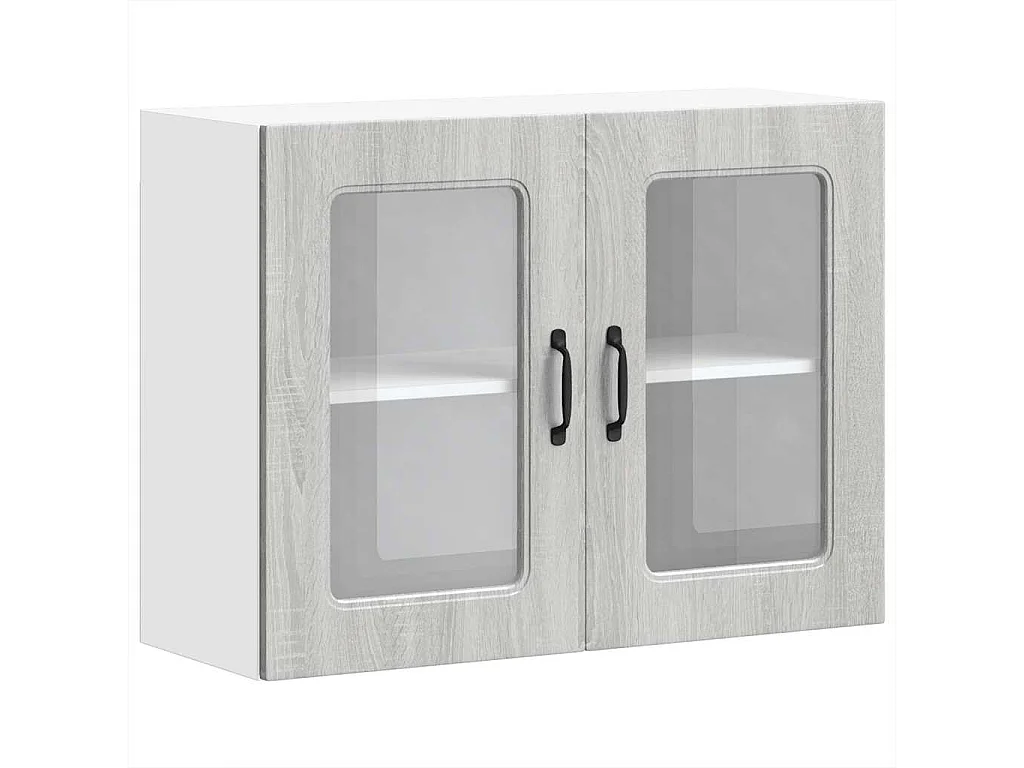 Armoire murale de cuisine avec porte vitrée "Kalmar" Bois d'ingénierie gris Sonoma