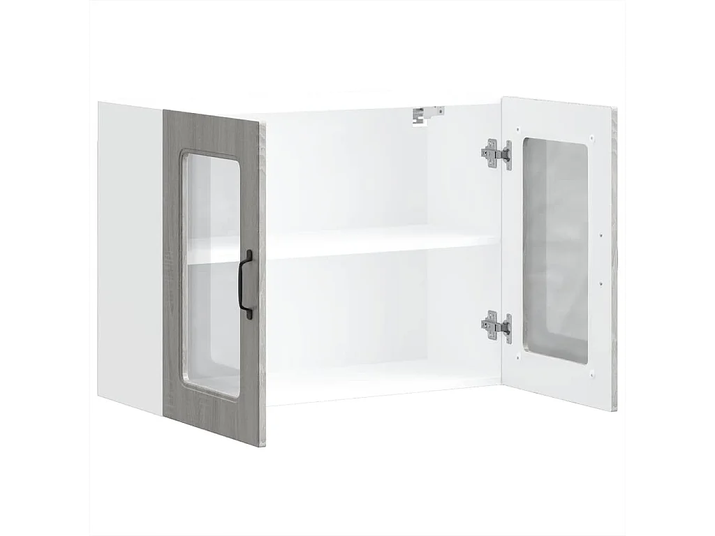 Armoire murale de cuisine avec porte vitrée "Kalmar" Bois d'ingénierie gris Sonoma