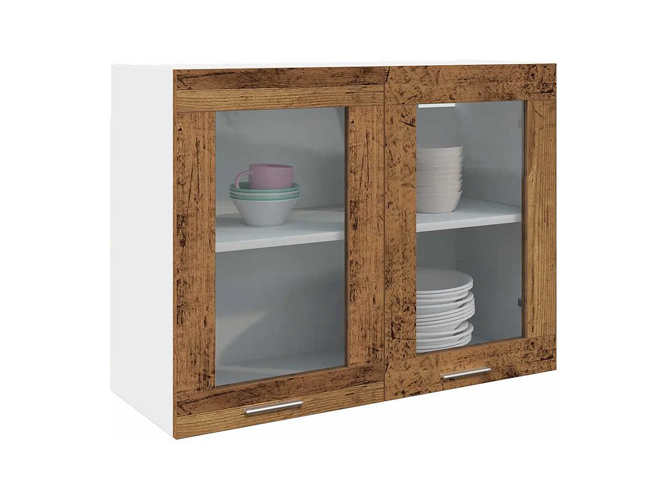 Hängeglasschrank Lyon Altholz-Optik 80x31x60 cm Holzwerkstoff