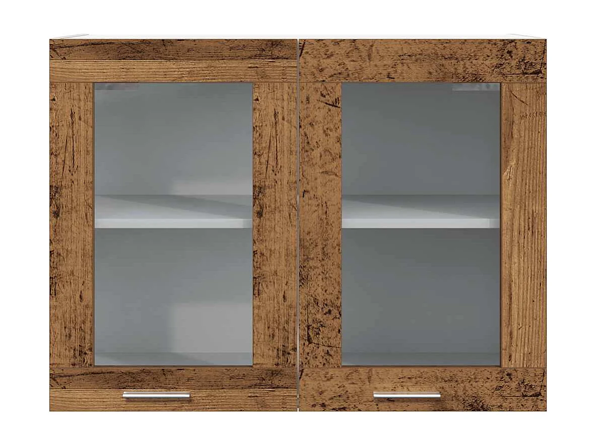 Vitrine suspendue "Lyon" Bois ancien 80 x 31 x 60 cm Bois d'ingénierie